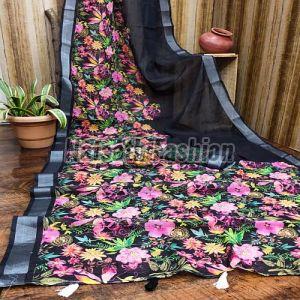 Floral Design Cotton Printed Saree