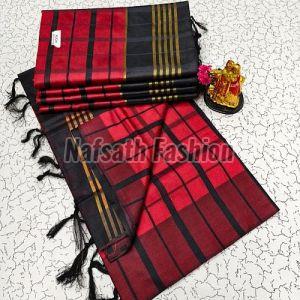 Multicolor Check Printed Cotton Saree
