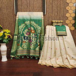 Muga Cotton Saree With Jamdani Work