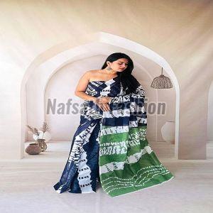Party Wear Digital Printed Linen Saree