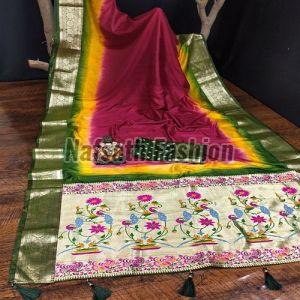 Printed Paithani Pure Silk Saree with Japanese Dye