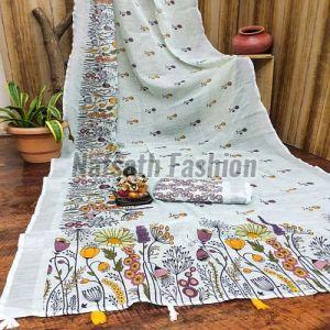 Floral Design Cotton Printed Saree