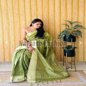 Raw Silk Temple Border Saree