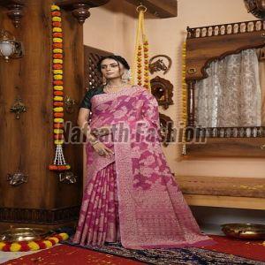 Multicolor Linen Digital Printed Saree
