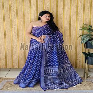Linen Cotton Digital Printed Saree
