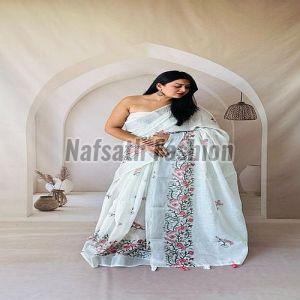 Digital Printed Linen Cotton Saree