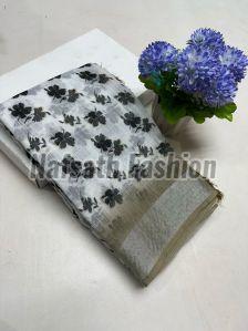 Ladies Linen Cotton Printed Saree