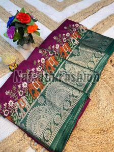 Multicolor Dola Silk Saree