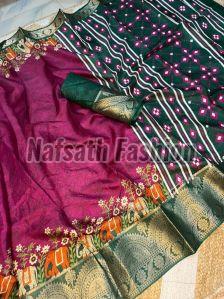 Multicolor Dola Silk Saree