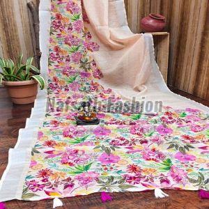 Floral Design Cotton Printed Saree