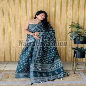 Linen Cotton Digital Printed Saree
