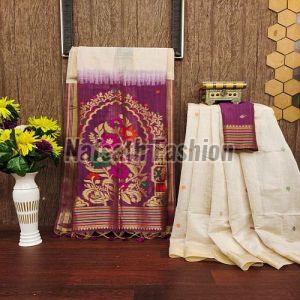 Muga Cotton Saree With Jamdani Work