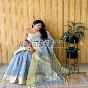 Raw Silk Temple Border Saree