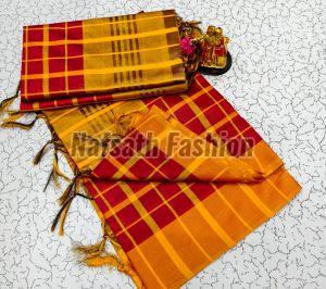 Multicolor Handloom Cotton Checked Saree