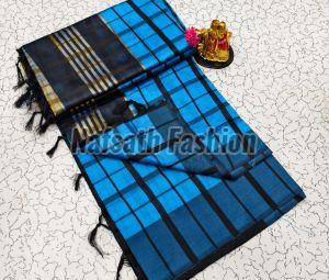 Multicolor Handloom Cotton Checked Saree
