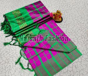 Multicolor Handloom Cotton Checked Saree