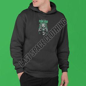 Mens Premium Quality Black Punk You Printed Fleece Hoodie
