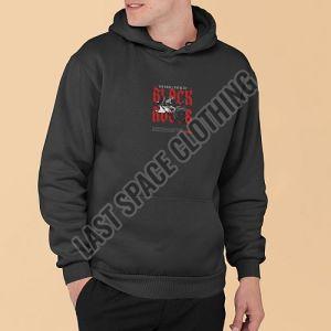 Mens Premium Quality Black Rule Printed Fleece Hoodie