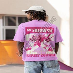 Mens Lavender Premium Quality Worldwide Print Oversized T-Shirt