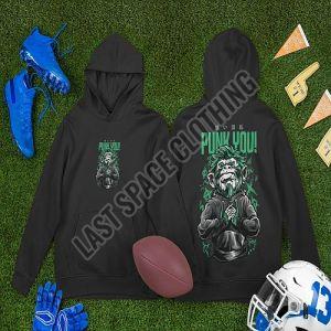 Mens Premium Quality Black Punk You Printed Fleece Hoodie