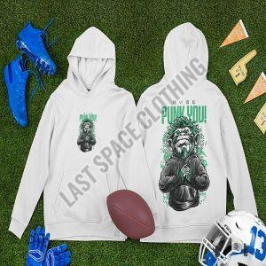 Mens Premium Quality White Punk You Printed Fleece Hoodie