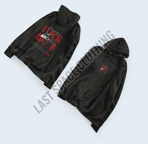 Mens Premium Quality Black Rule Printed Fleece Hoodie