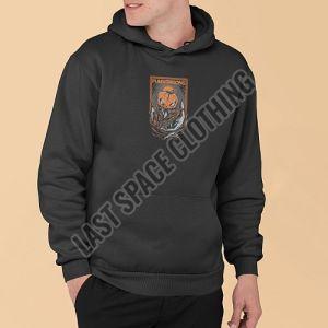 Mens Premium Quality Black Printed Pumpkin Fleece Hoodie