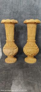 10 Inch Wooden Hand Carved Flower Pots