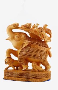 14 Inch Under Cutting Wooden Elephant Statue