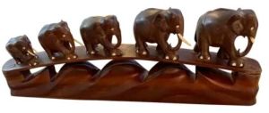 15 Inch Red Wood Elephant Statue