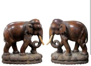 6 Inch Red Wood Elephant Statue