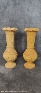 6 Inch Wooden Hand Carved Flower Pots