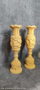 8 Inch Brown Wooden Flower Pots