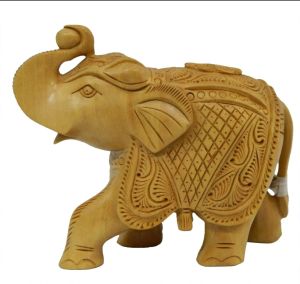 8 Inch Carving Wooden Elephant Statue