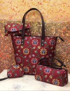 Ladies Cotton Printed Hand Bag Set