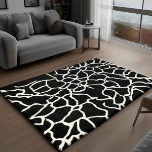 Black and White Designer Hand Tufted Carpet