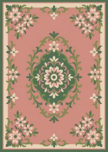 Pink Green Floral Hand Tufted Carpet