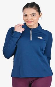 Ladies High Neck Blue Polo Jacket