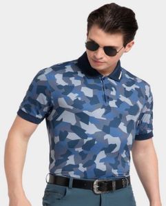 Mens Disruptive Camo Dark Blue Polo T-Shirts