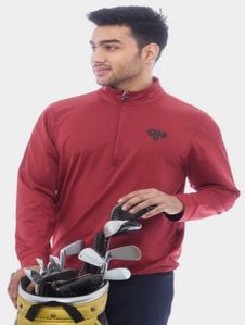 Mens High Neck Red Polo Jacket