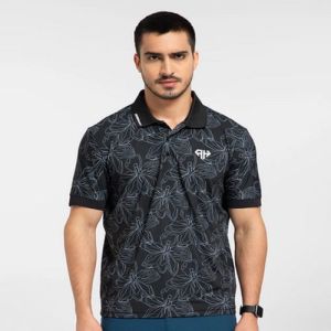 Mens Ultra Botanical Black Polo T-Shirts