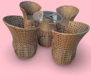 The Tangle Line Wicker Dining Table Chair Set