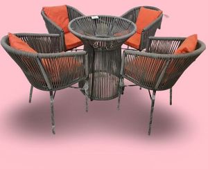 Willow Rope Four Seater Table Chair Set