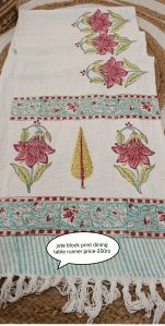 Hand Block Printed Jute Table Runner Dining Set