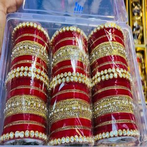 Wedding Plastic Red Kundan Bridal Chura