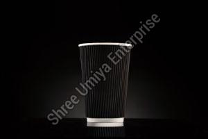 Black 10 Oz Ripple Paper Hot Cup