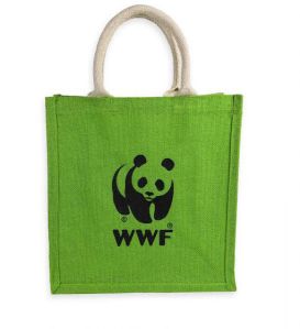 Green Printed Jute Canvas Bag
