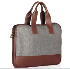 Men Grey Brown Office Leather Bags