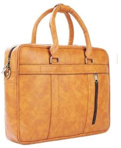 Men Light Brown Office Leather Bags