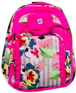 Pink Nylon Printed Girls School Bags